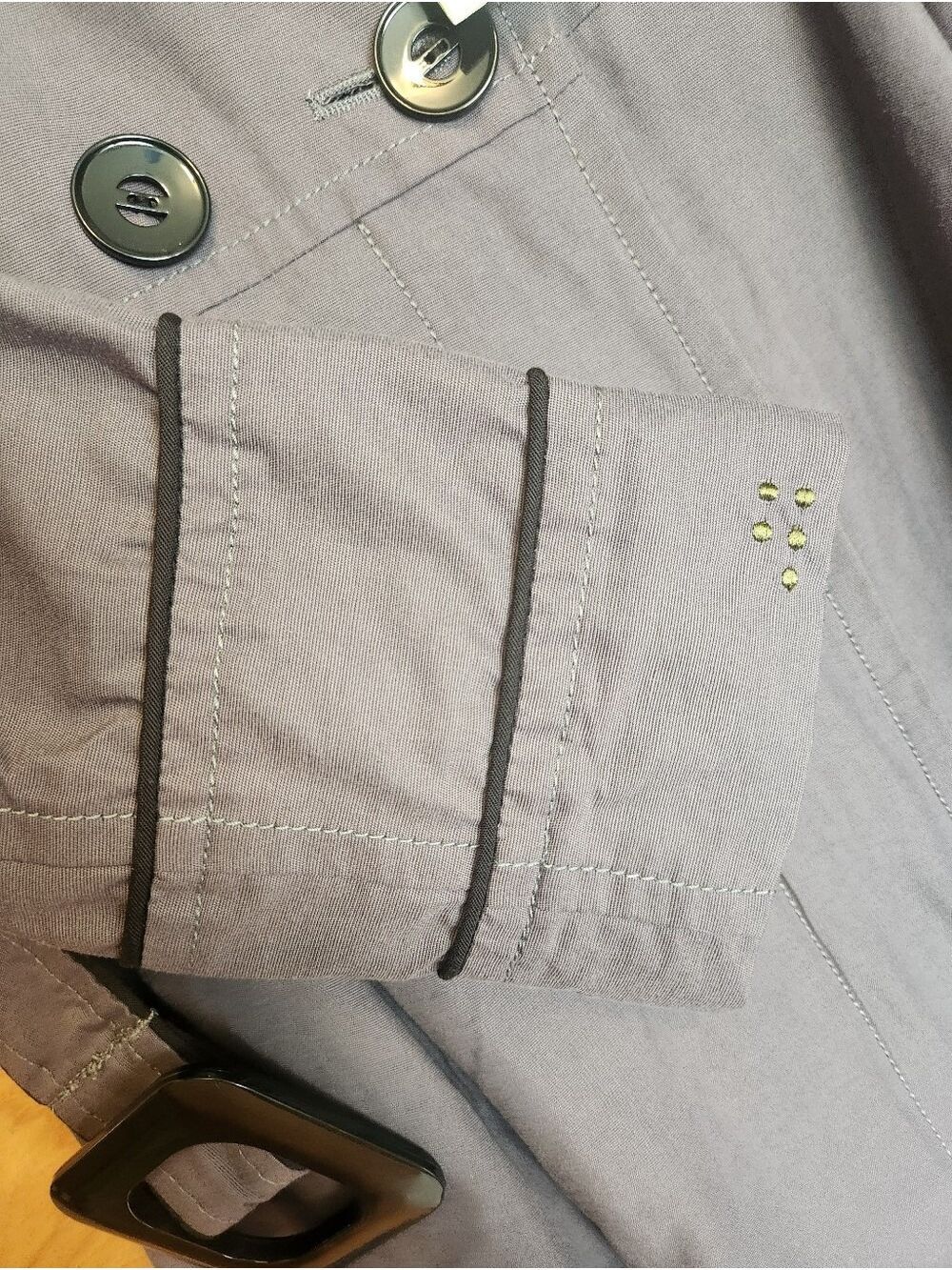 NWT SOIA & KYO I LOVE S&K GRAY BELTED TRENCH RAINCOAT FIT & FLARE SMALL - Picture 13 of 16